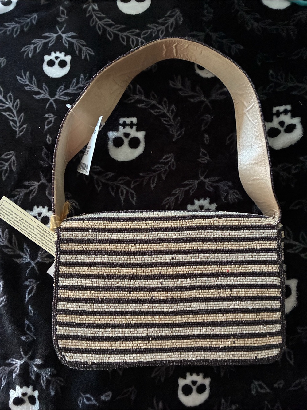 Marshalls Striped Beaded Rooster Crossbody Bag - Beige, Black, Red, Orange - Picture 3 of 3